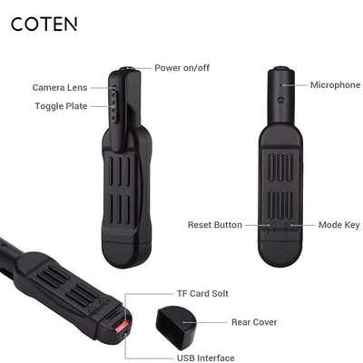 1080P Plastic Mini Body Camera Wearable Recorder, Indoor Outdoor Camera Portable Pocket Recording Cam for Meeting